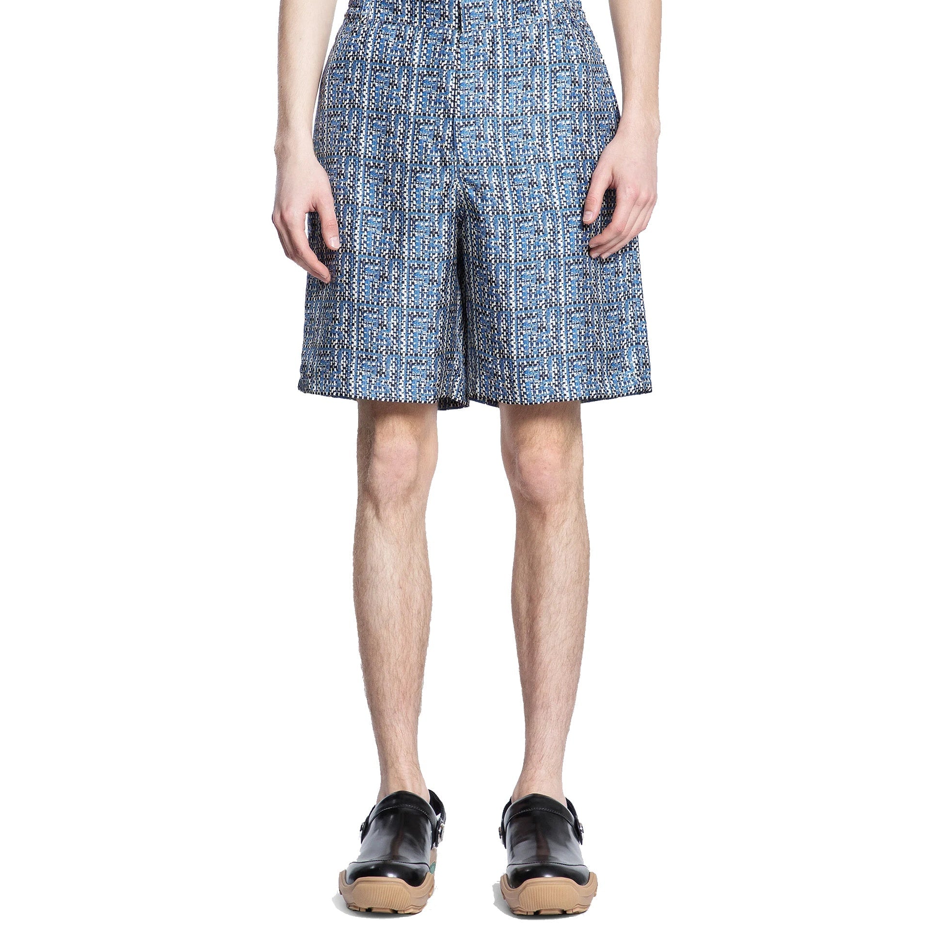 Printed Silk Shorts Blue