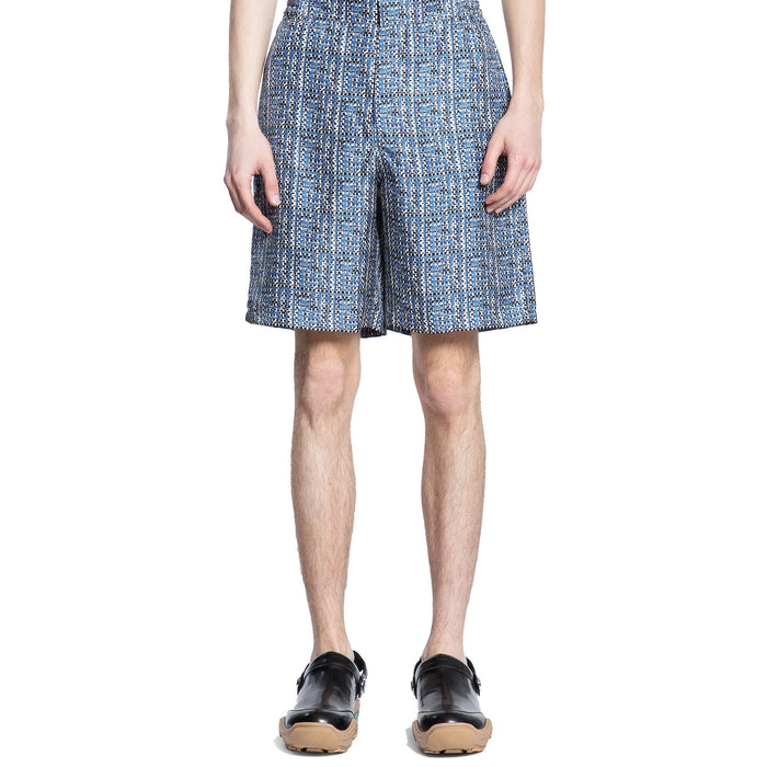 Printed Silk Shorts Blue