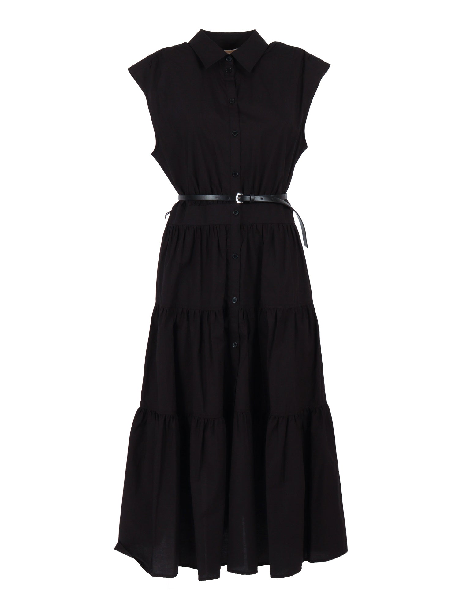 POPLIN MIDI SHIRT DRS Black Organic Cotton Mini Dress