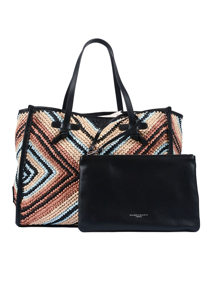 LEATHER AND FABRIC BAG Black Paper 2 Cow Shoulder