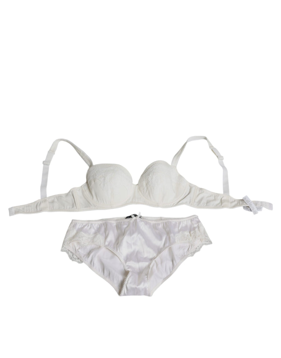 Dolce & Gabbana 85% Silk 8% Elastane 7% Cotton bra and panty set in white
