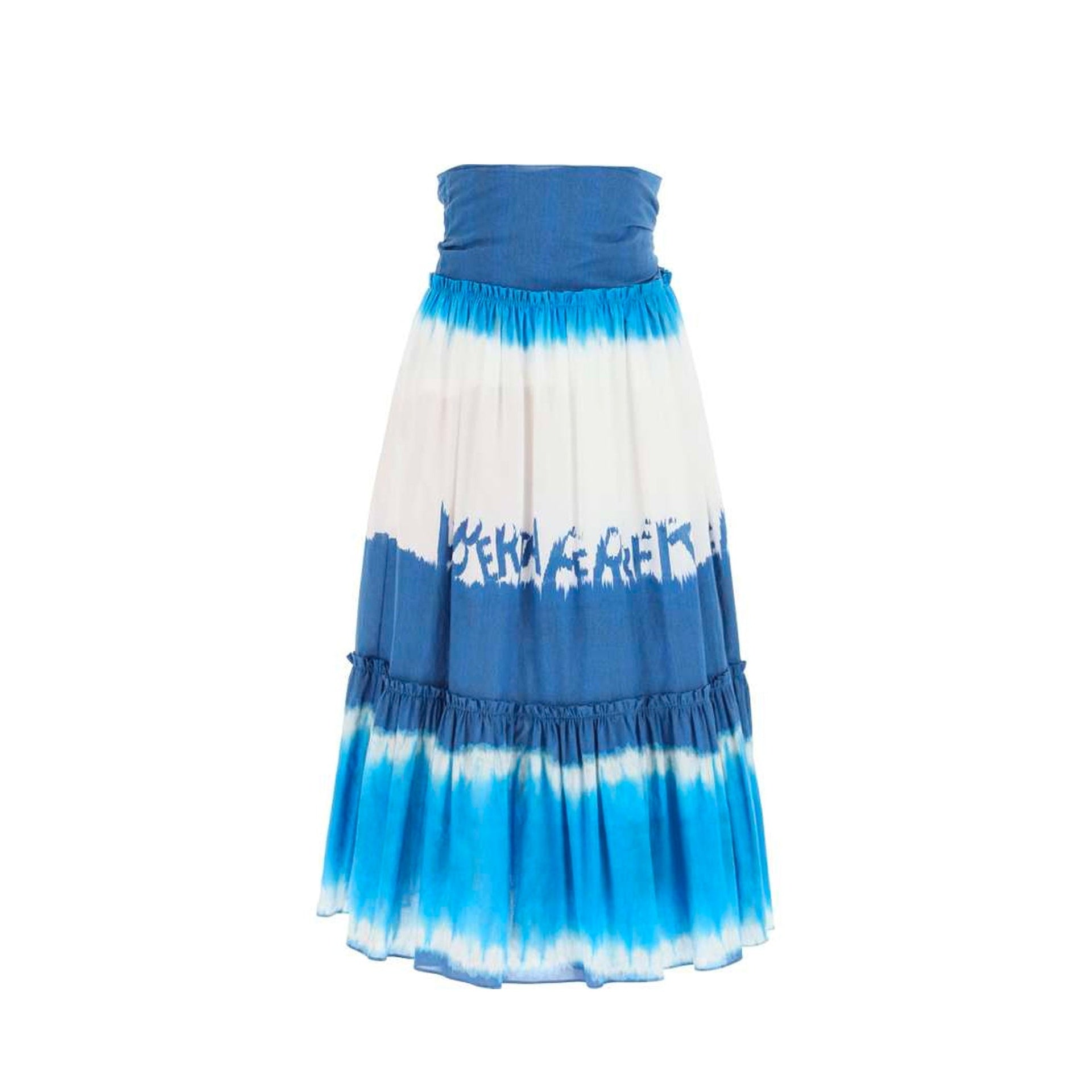 Tie Dye Midi Skirt Blue Cotton