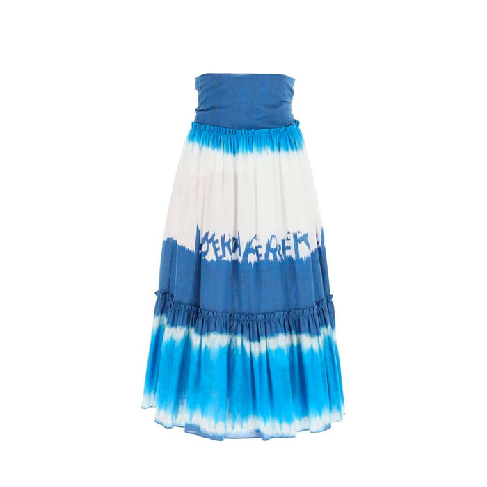 Tie Dye Midi Skirt Blue Cotton