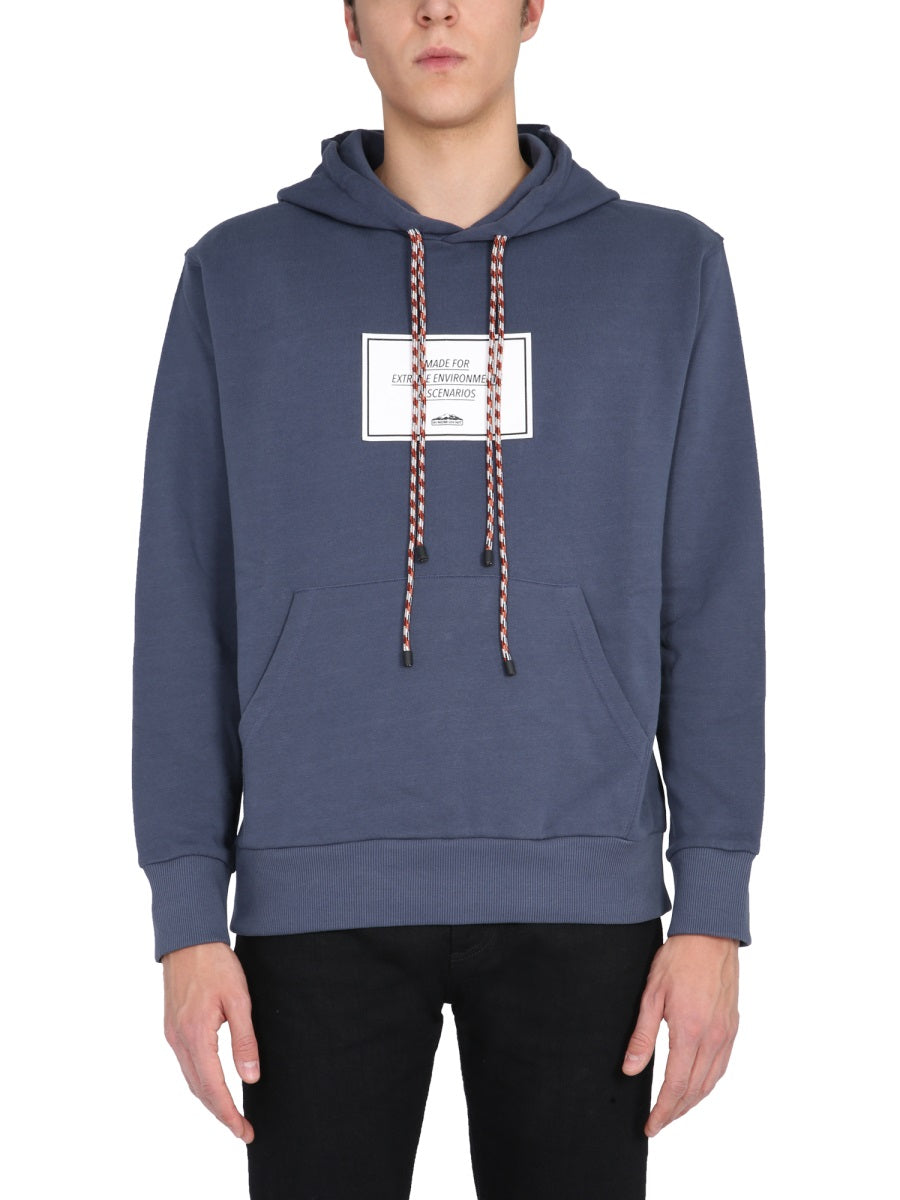 Hoodie With Drawstring Hood Blue Cotton Sweatshirts