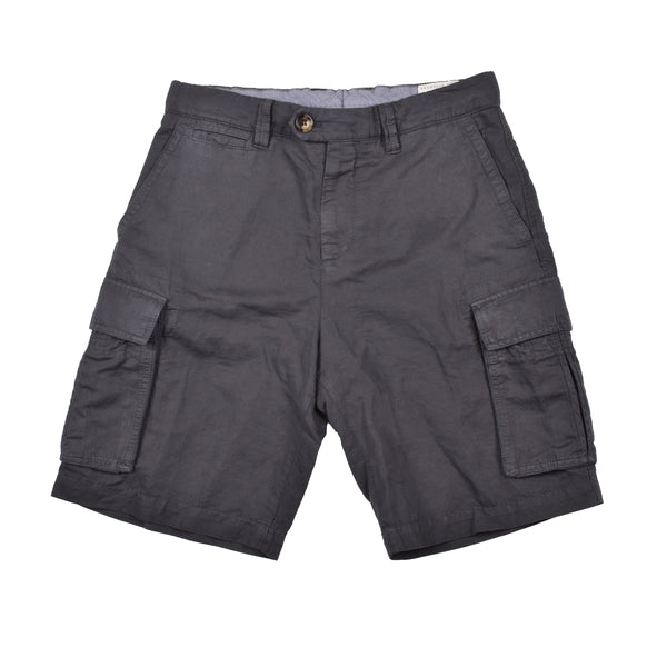 Brunello Cucinelli Mens Dark Grey Linen Blend Shorts Gray