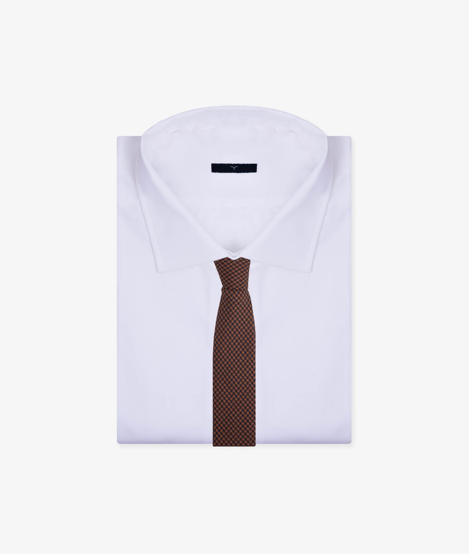 Tie Pied De Poule Brown Regimental