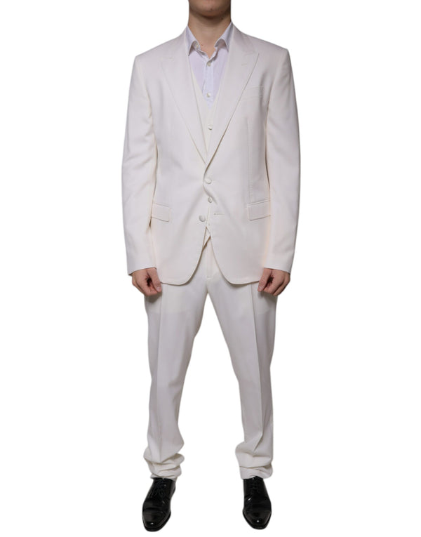 Dolce & Gabbana 82% Virgin Wool pant suit in white