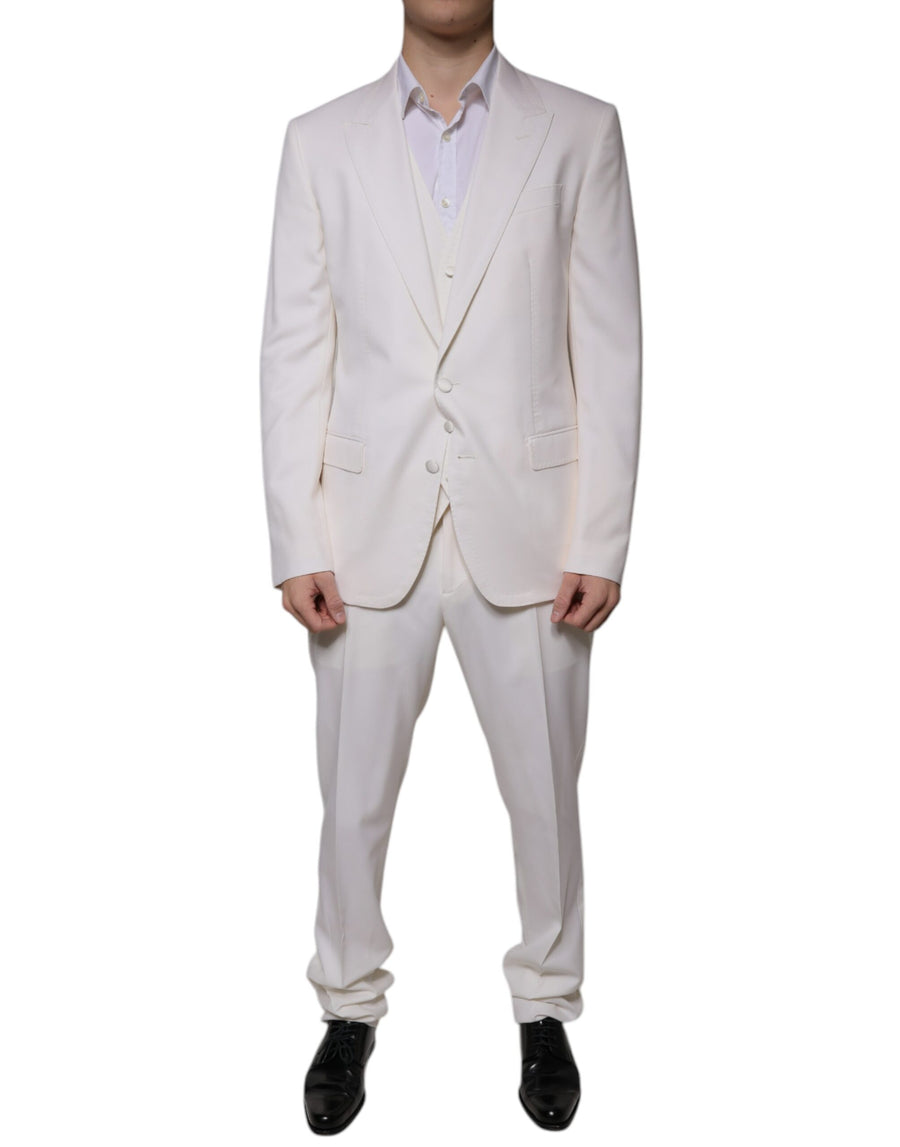 Dolce & Gabbana 82% Virgin Wool pant suit in white