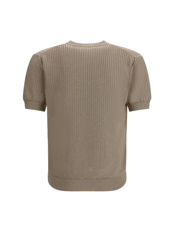 Sweater Cotton-Silk Beige-White Beige/white