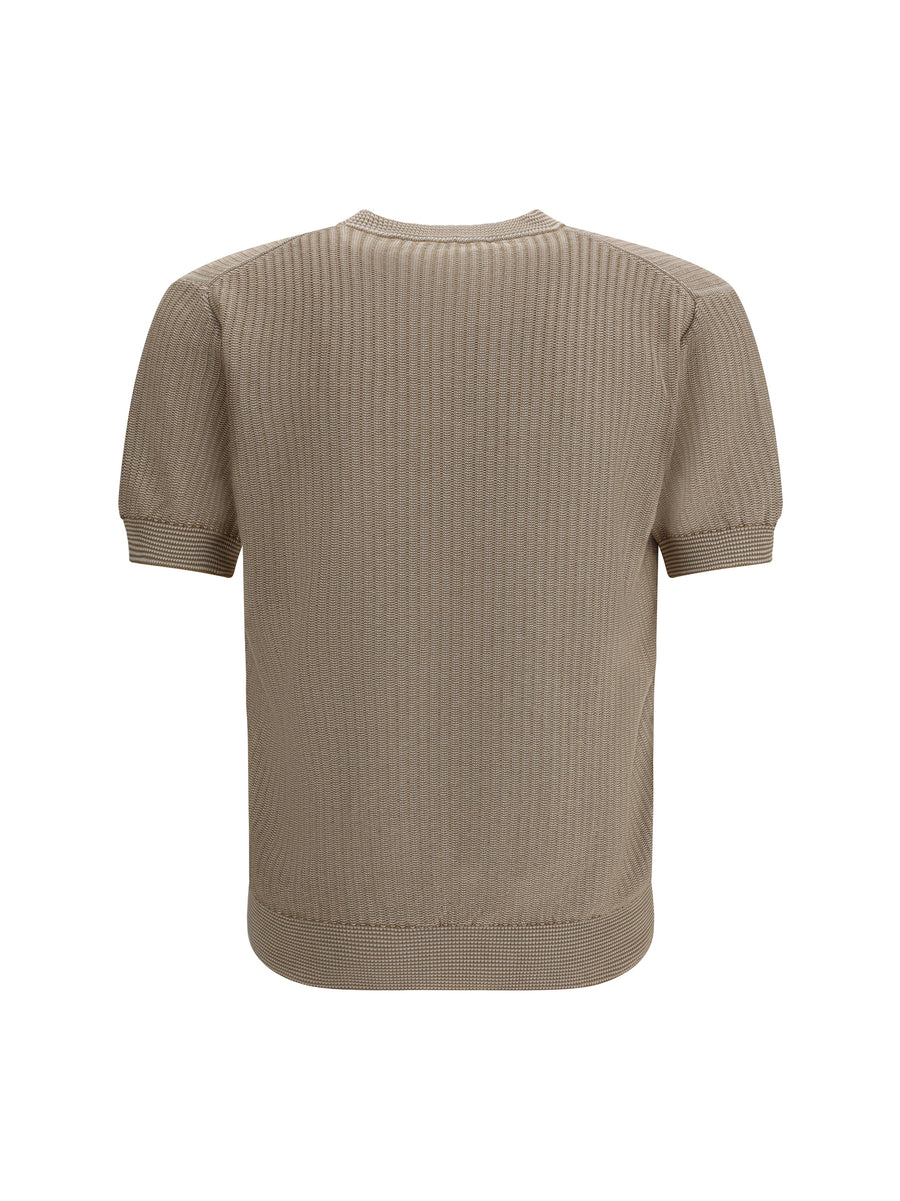 Sweater Cotton-Silk Beige-White Beige/white