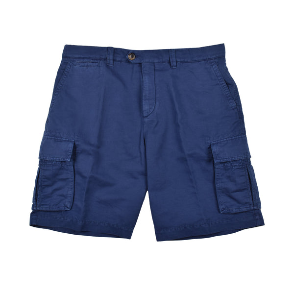 Brunello Cucinelli Mens Blue Linen Blend Shorts