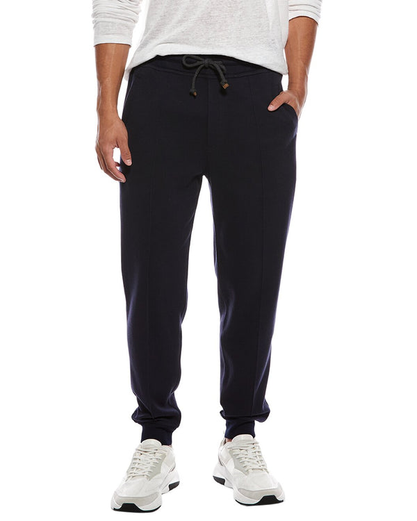 Brunello Cucinelli Mens Dark Blue Cotton Jogger Trousers