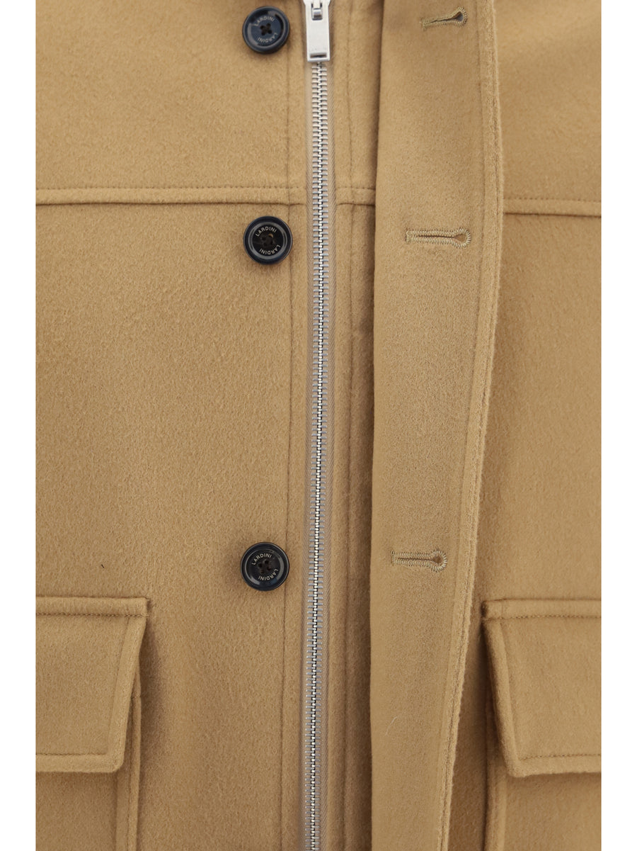 Jacket With Ribbed Trims White Merino Wool Padded & Down