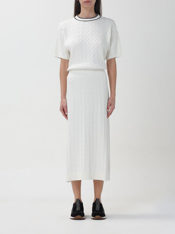 Brunello Cucinelli Womens White Cable Knit Dress