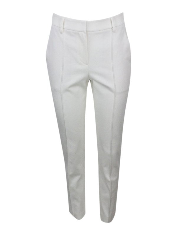 Brunello Cucinelli Womens Off White Tailored Slim Trousers