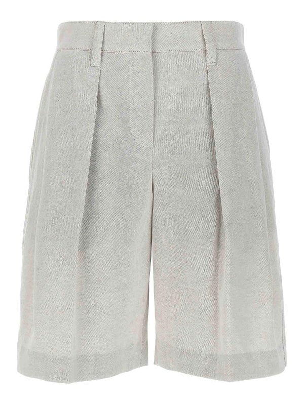Brunello Cucinelli Womens Light Beige Linen Blend Shorts White