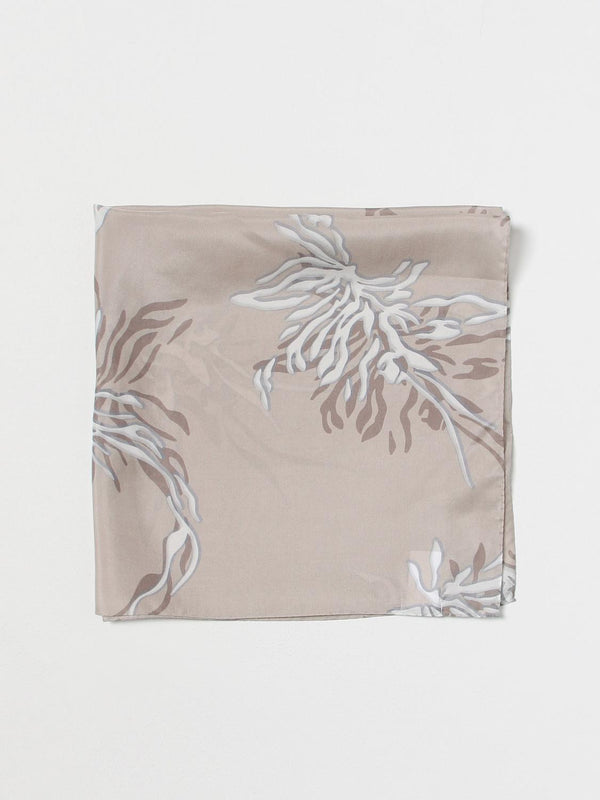 Brunello Cucinelli Womens Beige Silk Floral Scarf Accessories & Slg