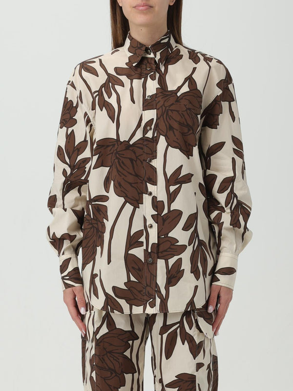Brunello Cucinelli Womens Panama Tobacco Floral Print Shirt Brown