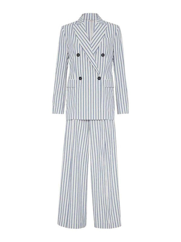 Brunello Cucinelli Womens White Striped Tailored Blazer