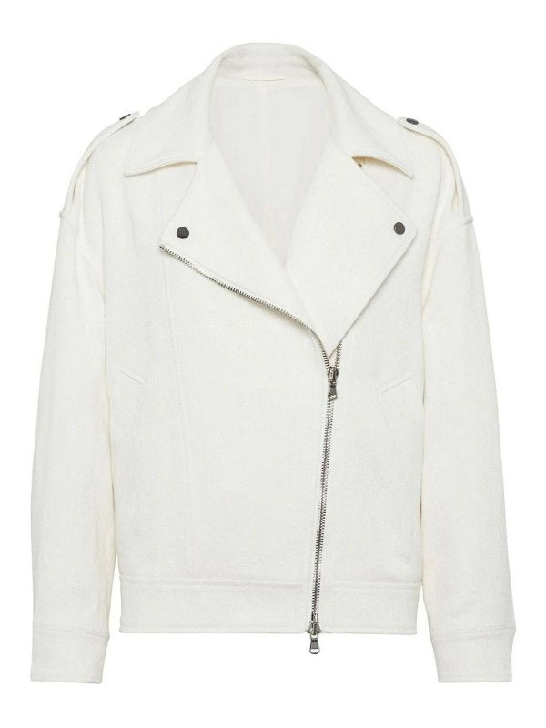 Brunello Cucinelli Womens Off White Cotton Linen Jacket