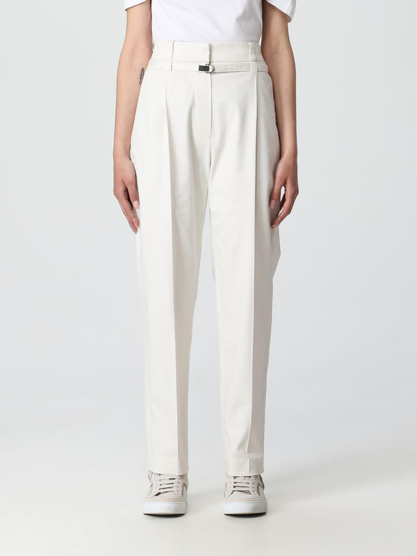 Brunello Cucinelli Womens Off White Tapered Cotton Trousers Cream