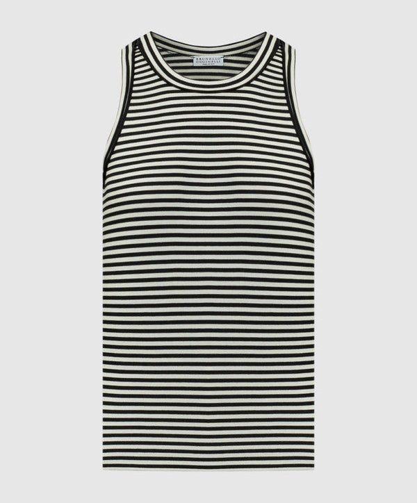 Brunello Cucinelli Womens Black White Striped Shirt