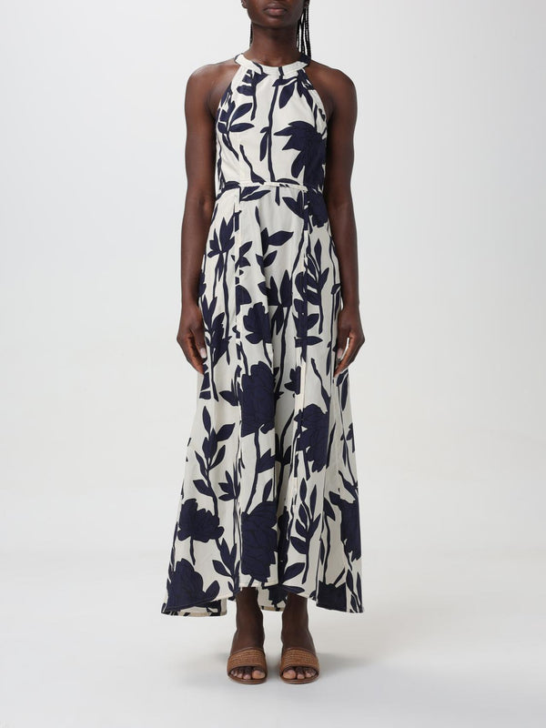 Brunello Cucinelli Womens Blue Floral Cotton Halter Dress