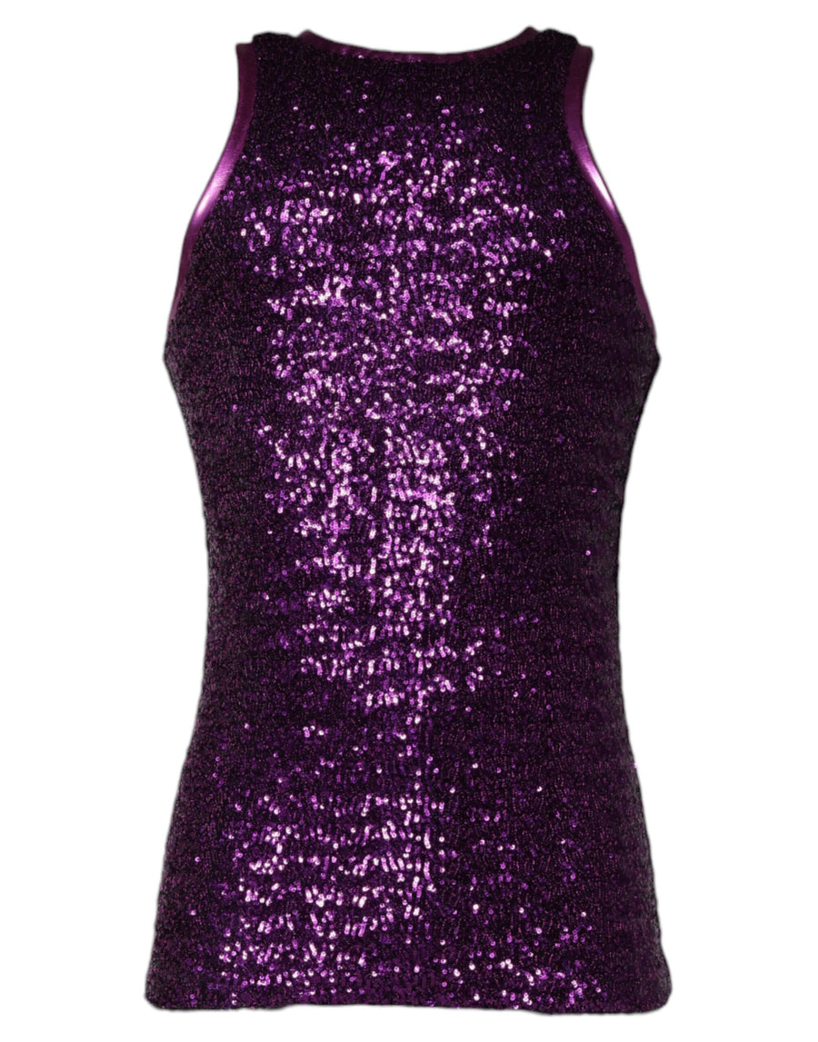 Dolce & Gabbana 94% Nylon 6% Elastane; lining 92% Silk 8% Elastane tank top in purple
