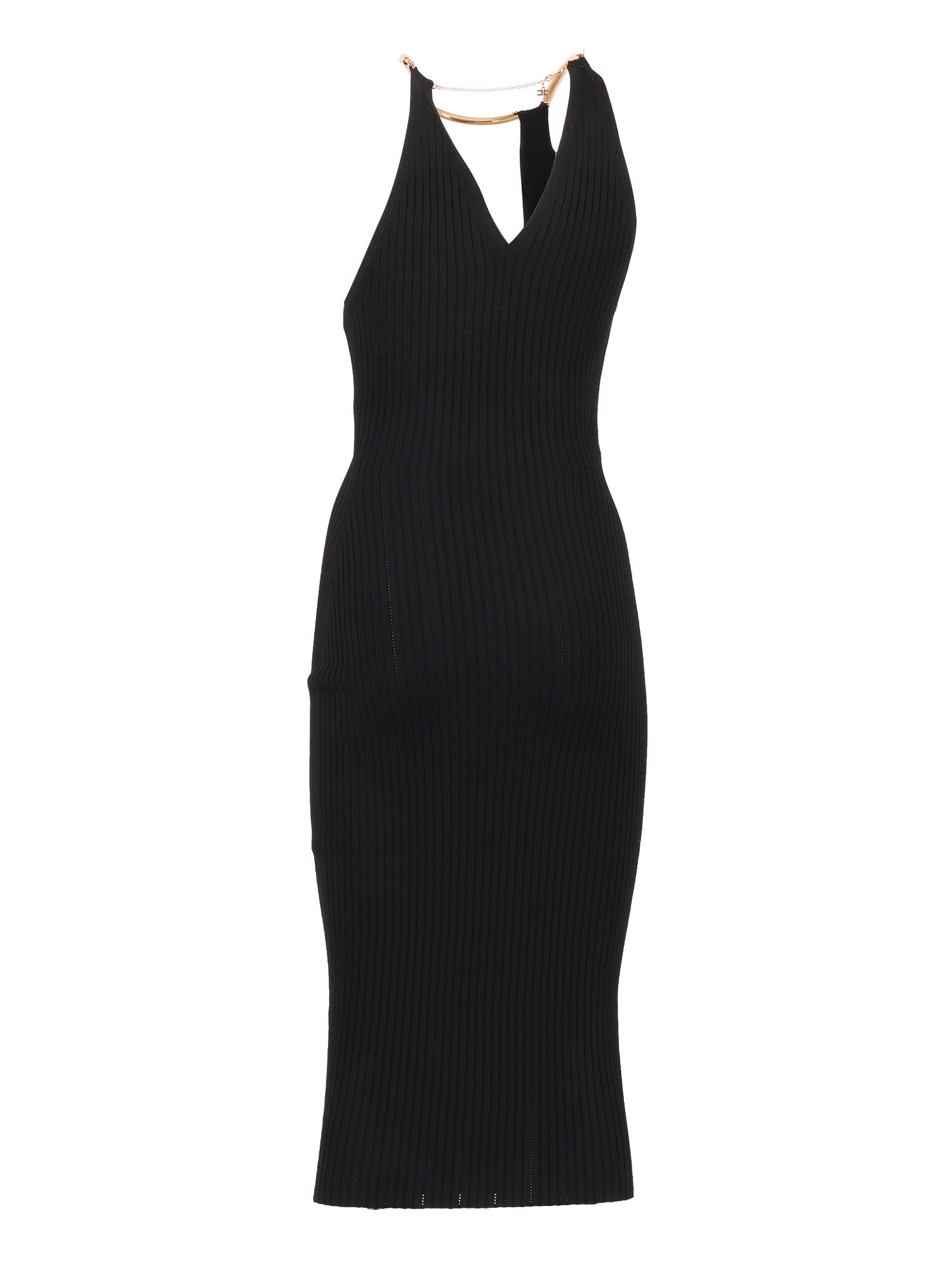 KNIT DRESS Black Viscose Polyamide Elastane Midi