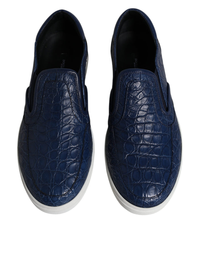 Dolce & Gabbana 100% Crocodile exotic skin Leather sneaker in blue — view 2