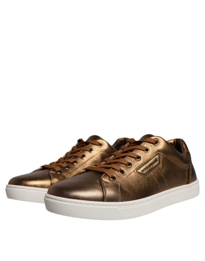 Dolce & Gabbana Leather sneaker in gold — view 2