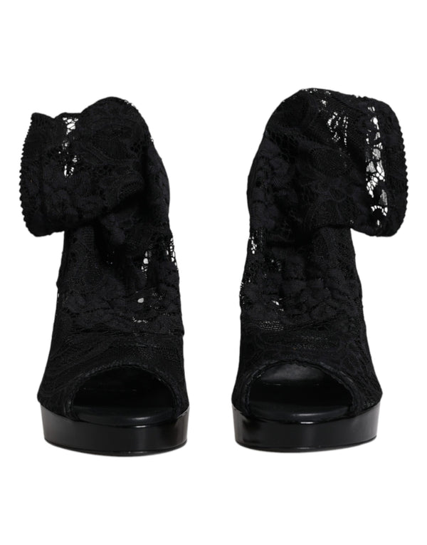 Dolce & Gabbana 47% Nylon 33% Viscose 19% Elastane 1% Silk boot in black