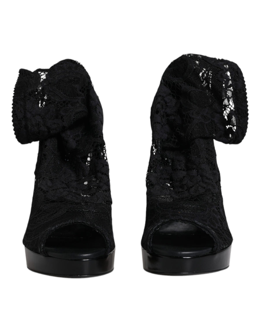Dolce & Gabbana 47% Nylon 33% Viscose 19% Elastane 1% Silk boot in black