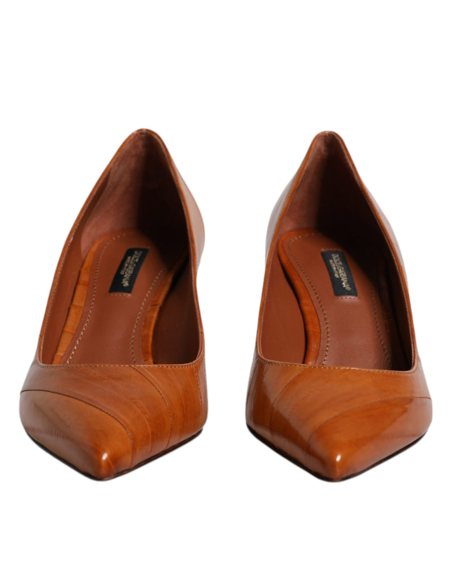 Dolce & Gabbana 100% Eel Leather pump in brown