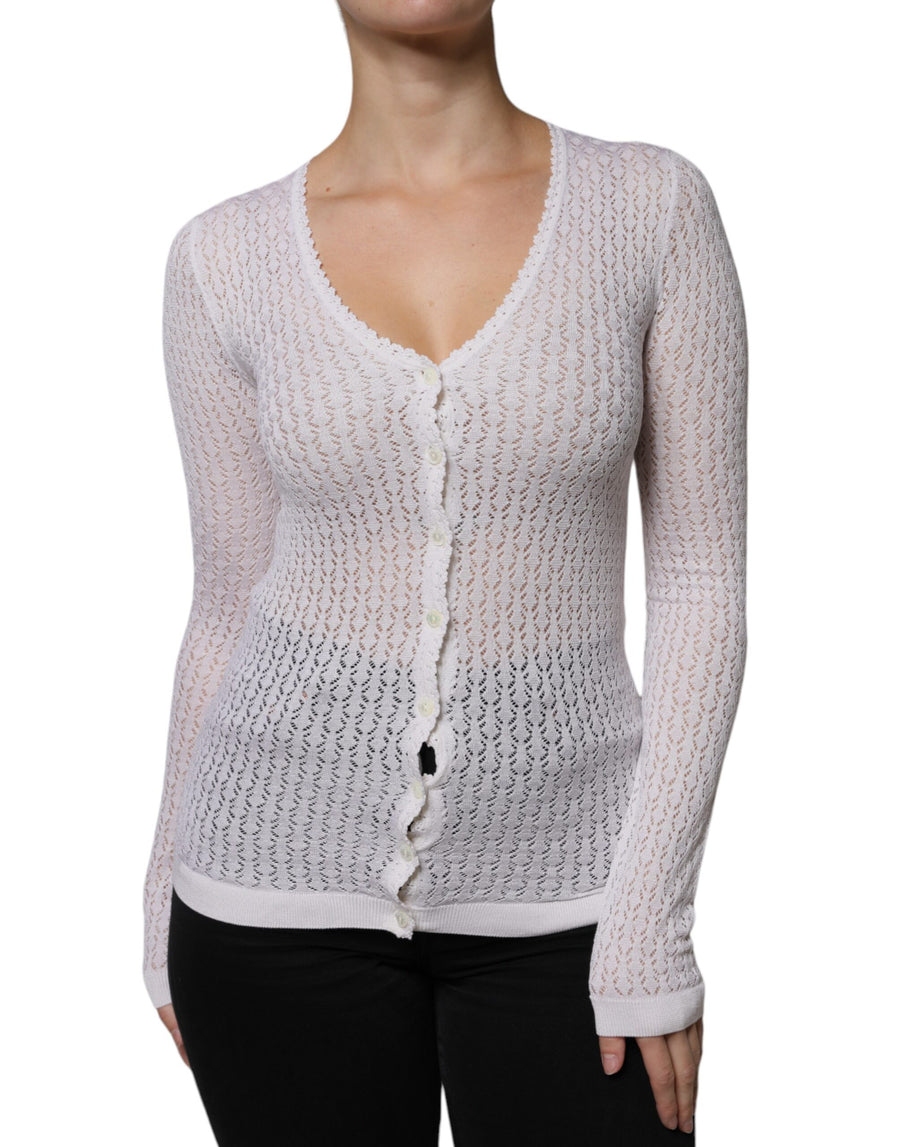 Dolce & Gabbana 100% Silk cardigan in white