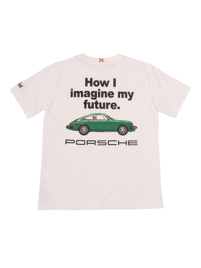 Portland Jr-Porsche Future 01n White Cotton Short Sleeves T-shirt