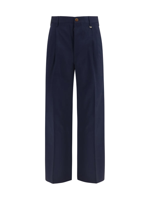Wide-Leg Rafael Virgin Wool Pants Navy Trousers