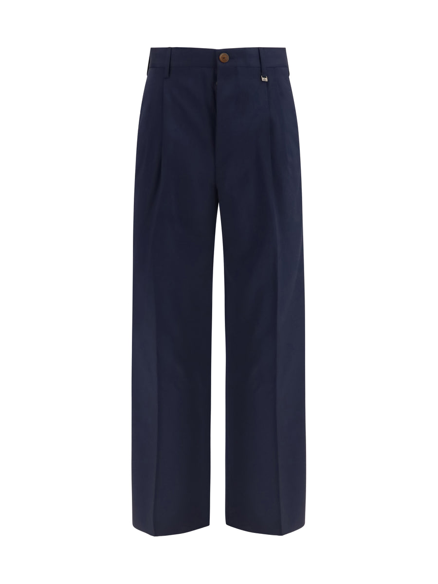 Wide-Leg Rafael Virgin Wool Pants Navy Trousers