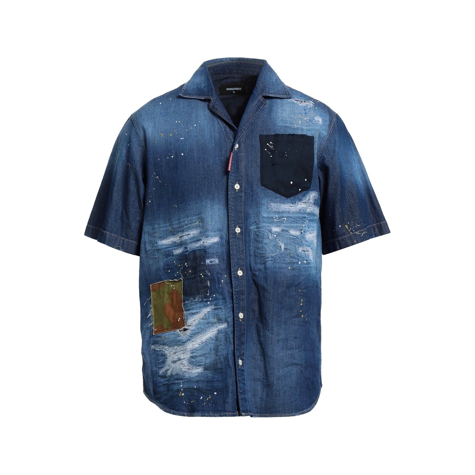 Denim Shirt Blue Cotton Elastane