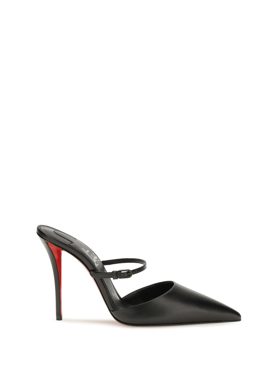 Milena Leather Mules Black/lin Black Pumps