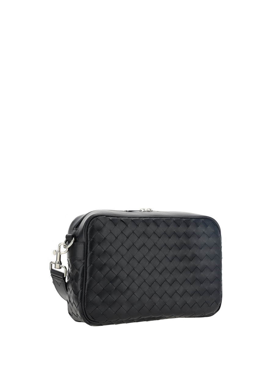 Shoulder Bag Camera Black-Silver Black/silver Calf Leather