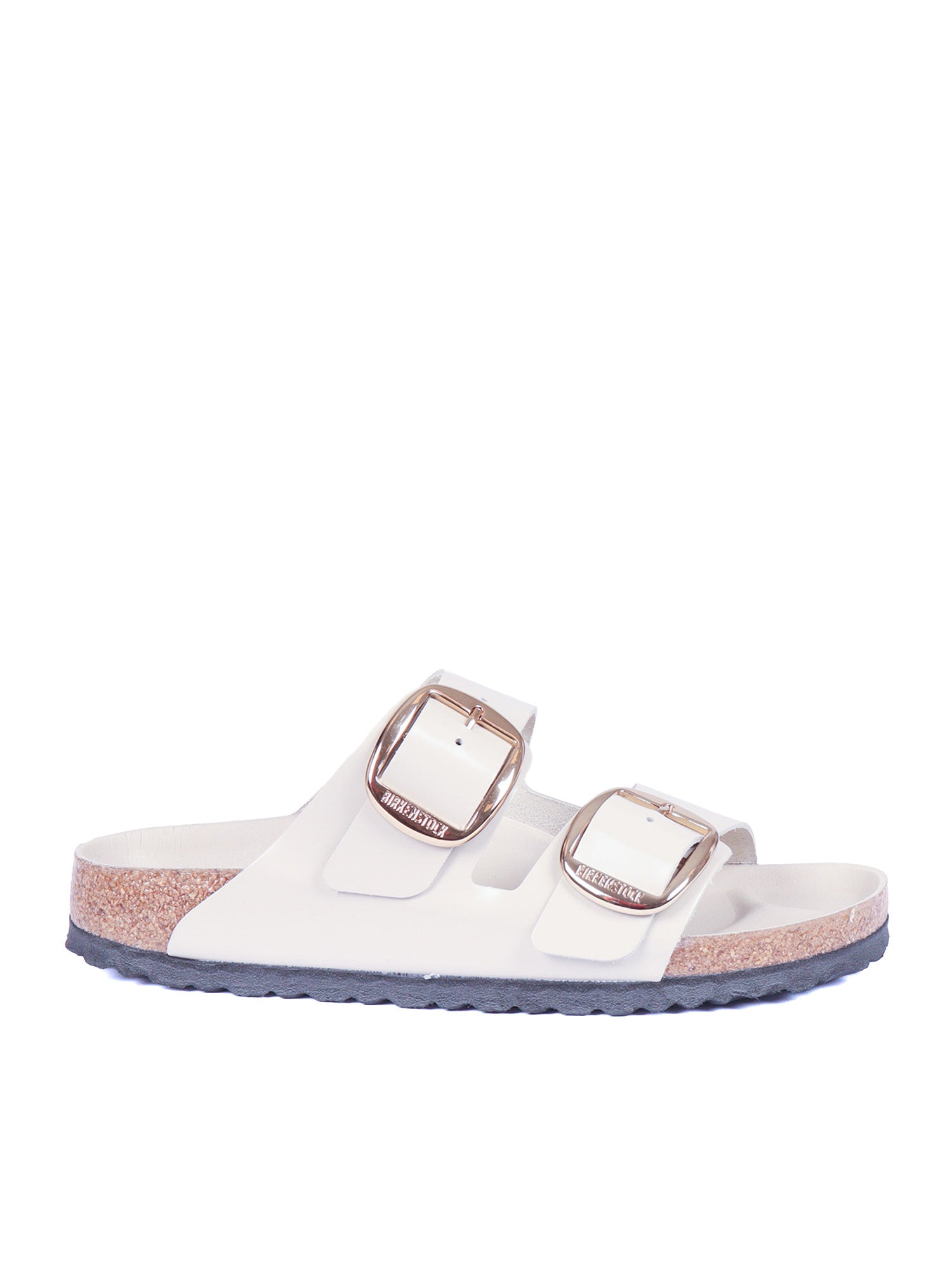 Arizona Big Buckle Hex Shine Oyster, Natural Lea Panna Leather Sole In Eva Sandal