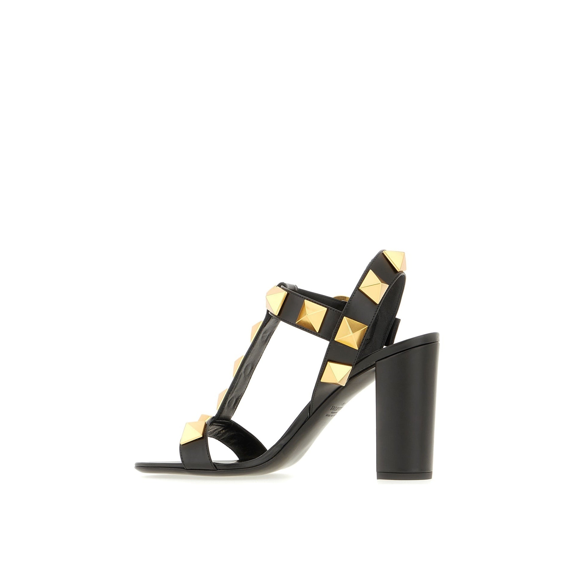 Garavani Roman Stud Sandals Black Calf Leather