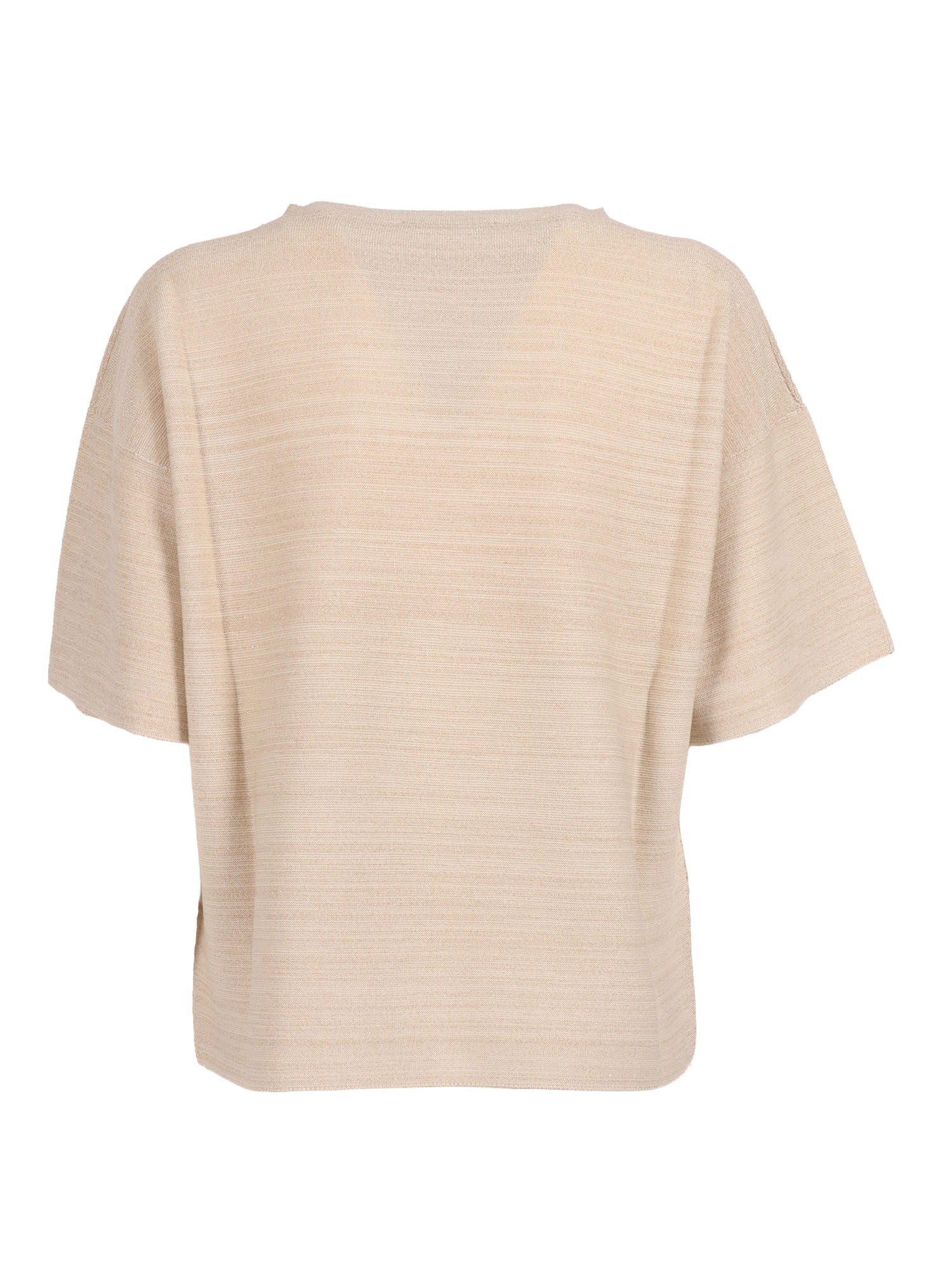 LUREX COTTON WOOL BOATNECK SHORT SLEEVE SWEATER White Viscose Polyester Crewneck