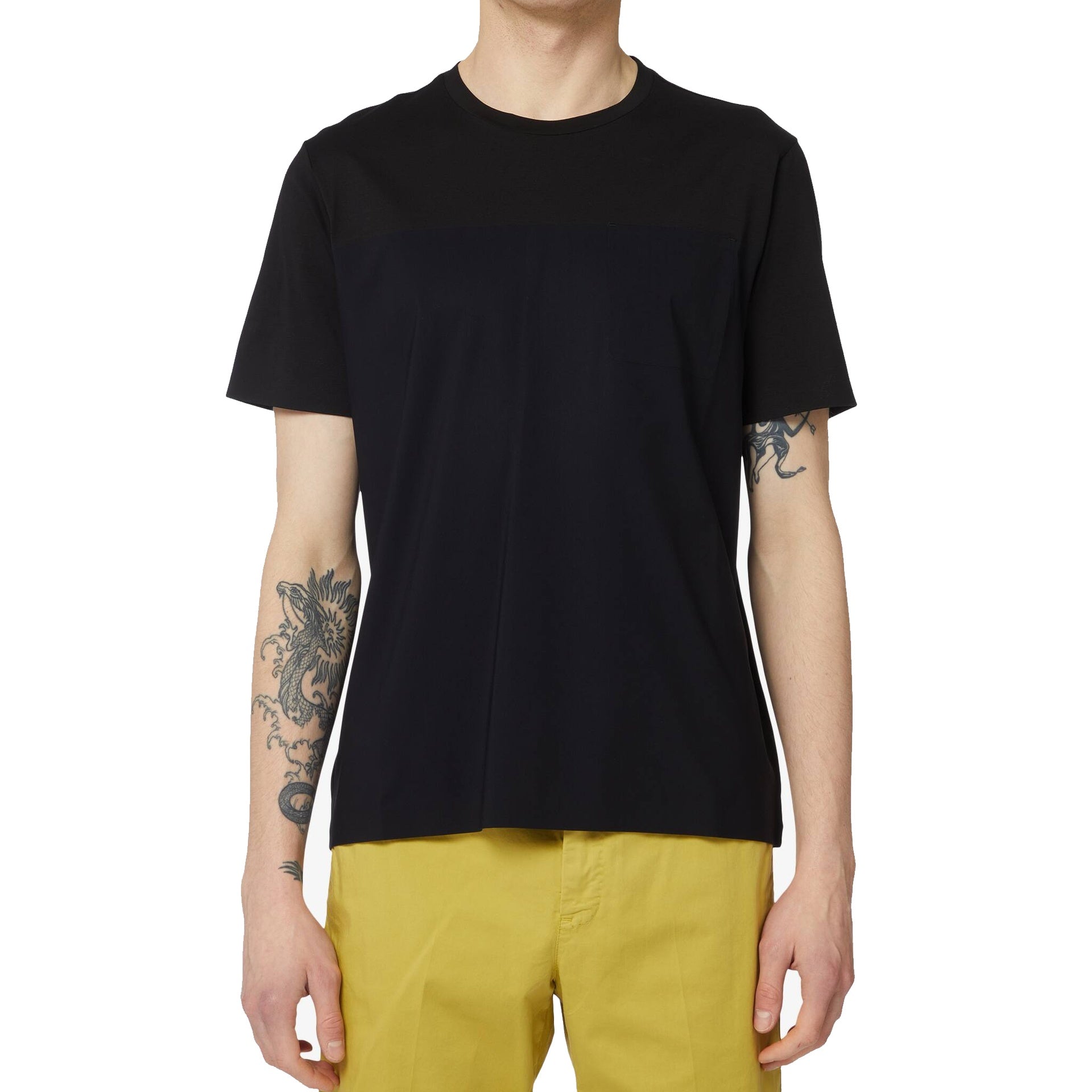 Herno Lazer Cut T-Shirt Black Cotton Elastane
