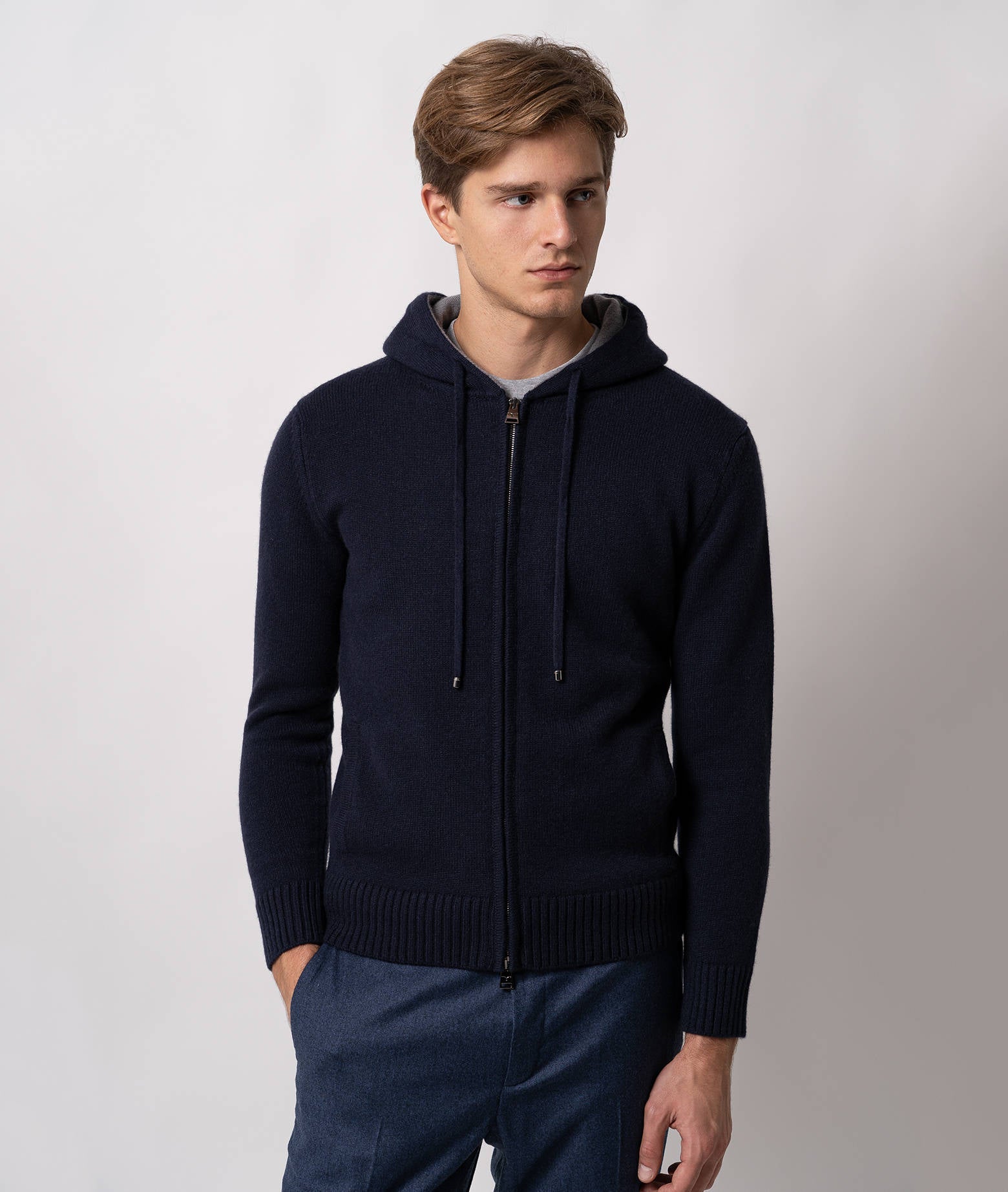 Zippered Cashmere Sweatshirt Bruges Midnightblue Maglieria Dis/lav Pesante