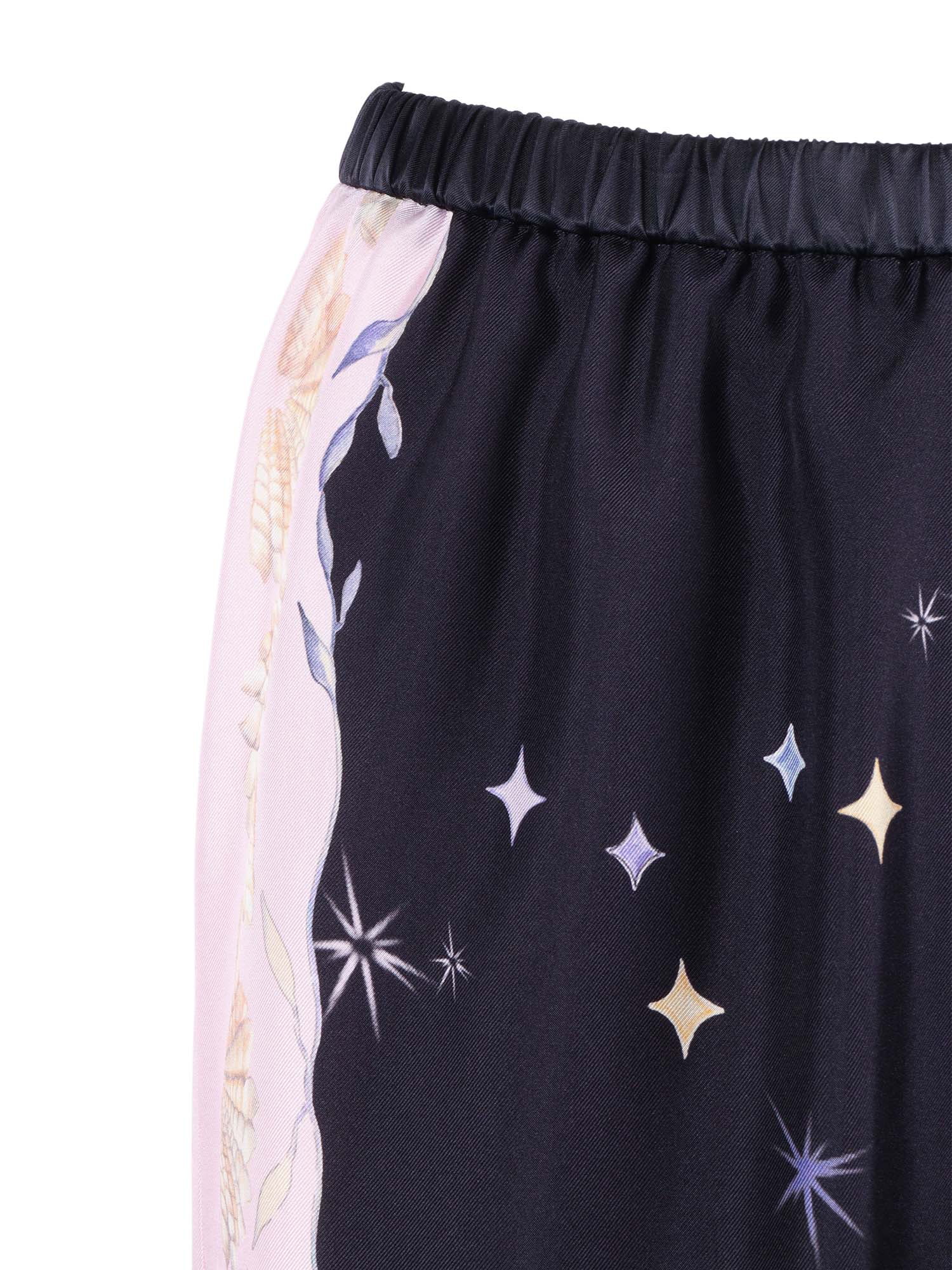 Elasticated Twill Trousers With Deliverance Print Blue Silk Belt Acetate Copper