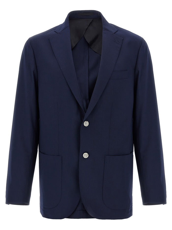 Jim2 blazer Blue Polyester Wool Elastane