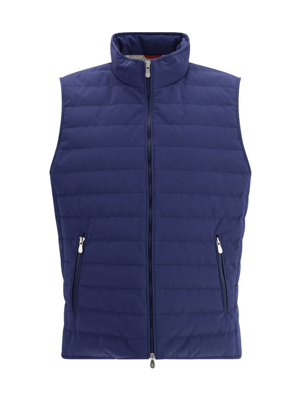 Quilted Vest Jacket Blue Coloured/geyser Polyester Padded & Down