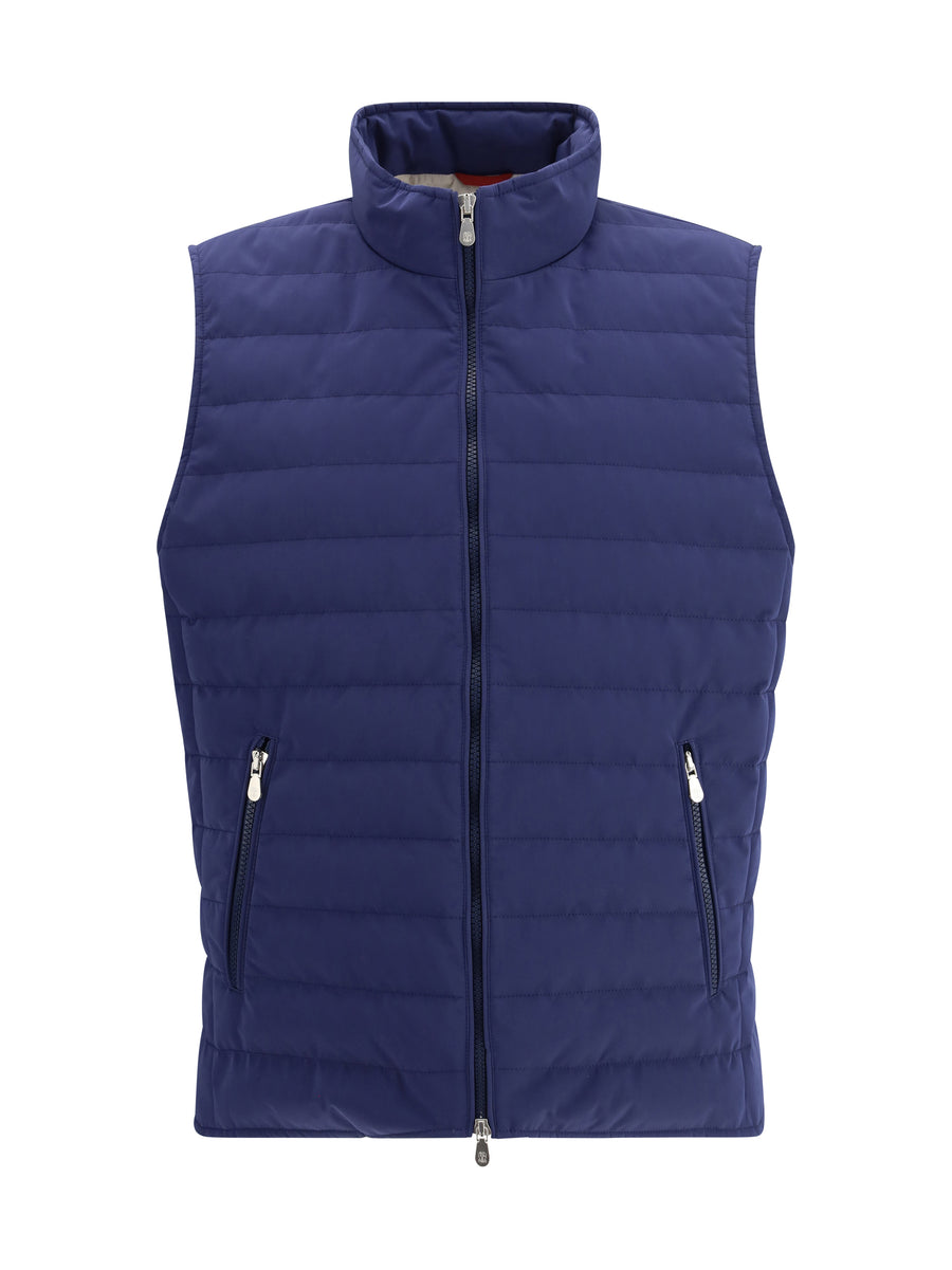 Quilted Vest Jacket Blue Coloured/geyser Polyester Padded & Down